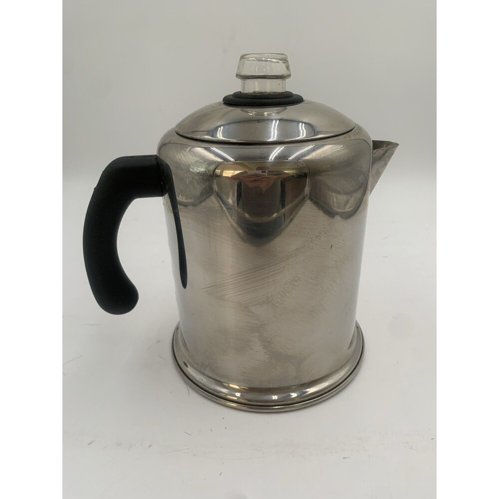 Farberware  50124 Stainless Stove Top Coffee Pot  Percolator 4-8 Cup Silver